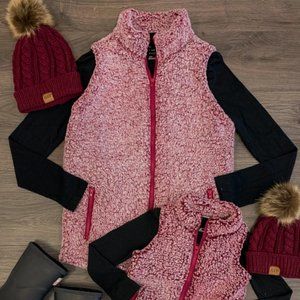 Woman's Burgundy Sherpa Vest Sz. XL